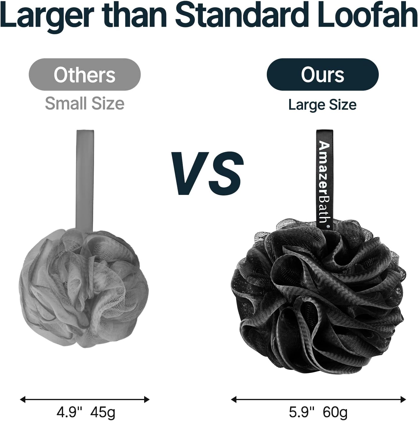 AmazerBath_Loofah_Sponge,_Shower_Loofah_for_Men_and_Women_-_Body_Scrubber_Loofa_Set_of_3_Classic_Black_&_White_Edge,_Bath_Sponge_60g/PCS
