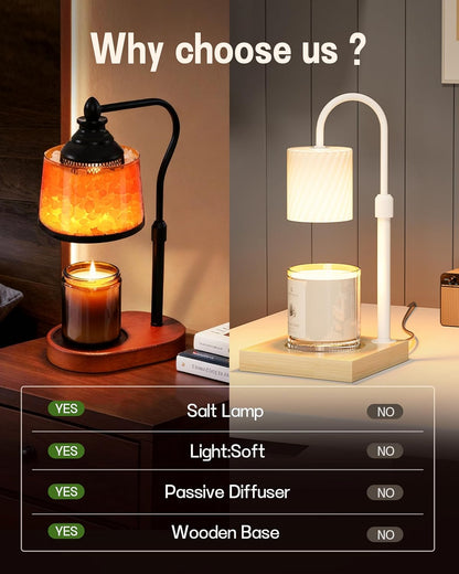 3-in-1_Candle_Warmer_Lamp_with_Timer_Dimmable,_Himalayan_Salt_Lamp_&_Passive_Diffuser,_Gifts_for_Women,_House_Warming_Gifts_New_Home_Decor,_Wax_Melt_Warmer_for_Jar_Candles_(2_Bulbs)