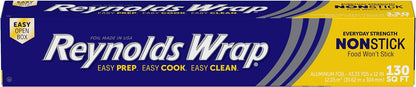 Reynolds_Wrap_Non_Stick_Aluminum_Foil,_Nonstick_Aluminum_Foil_Roll,_Prevents_Food_Sticking_and_Messy_Cleanup,_Great_for_Covering_Casseroles_and_leftovers,_43.33_Yards_x_12_Inches,_130_Sq.Ft.