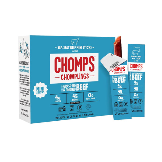 Chomps_Snack_Size_Grass-Fed_and_Finished_Sea_Salt_Beef_Jerky_Snack_Sticks_0.5oz_24-Pack_-_Keto,_Paleo,_Whole30,_4g_Lean_Meat_Protein,_Gluten-Free,_Zero_Sugar_Food,_Non-GMO_Chomplings