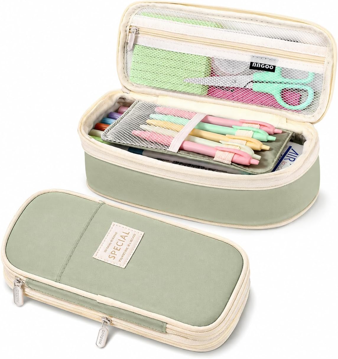 PUPTILY_Pencil_Case,_Large_Capacity_Aesthetic_Pencil_Cases_with_Durable_Zipper,_Big_Stationery_Pencil_Pouch_for_Women_&_Men,_Adults_Portable_Storage_Organizer_Bag_for_College,_Office,_Travel_(Green)