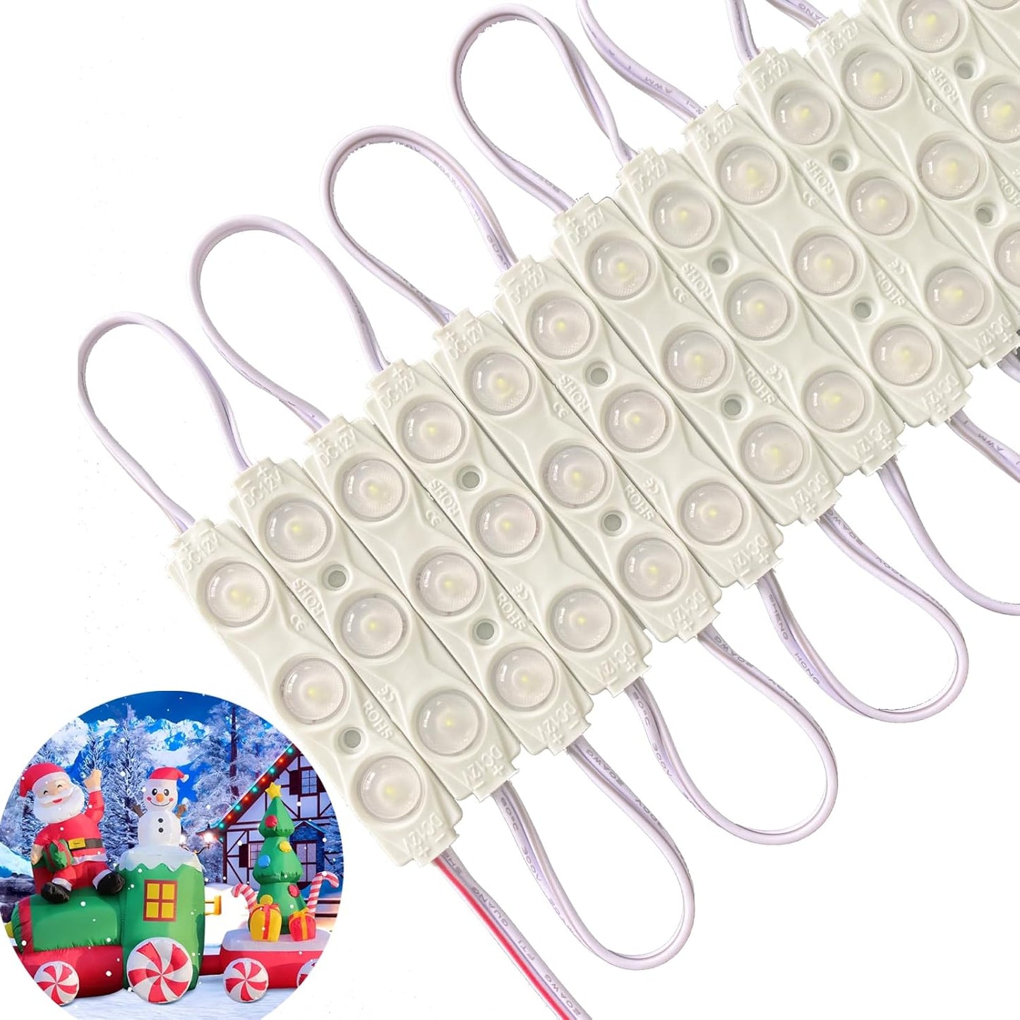 LED_Module,Replacement_Lights_for_Inflatables_White_20pcs_9.8_Ft_2835_SMD_150LM_Per_LED_Module_IP65_Waterproof_Christmas_Inflatables_Light_for_Letter_Sign_with_Tape_Adhesive_Backside_(White)