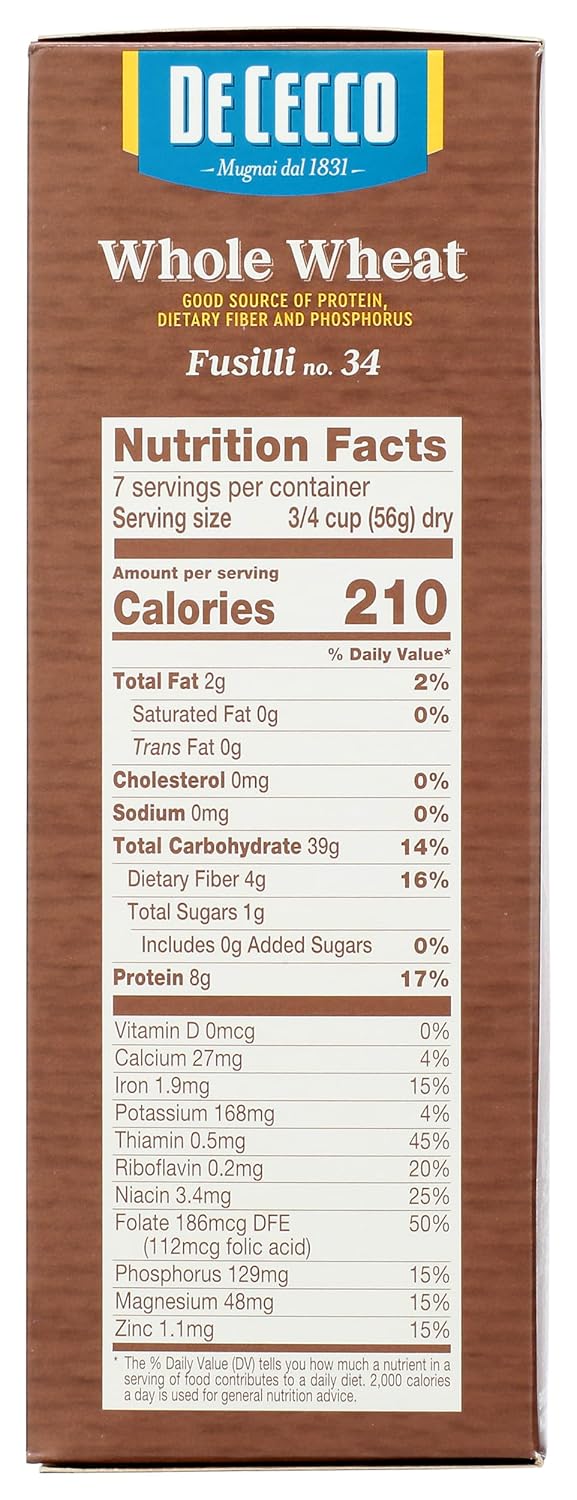 De_Cecco_Pasta_Fusilli_Whole_Wheat_Pasta,_13.25_oz
