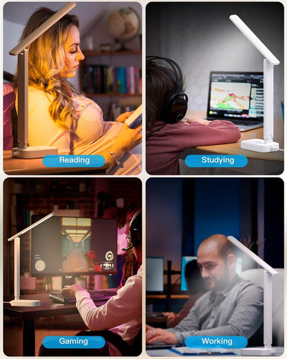 One_Beat_LED_Small_Desk_Lamp_Power_Strip_5ft_Extension_Cord,_3_Outlets,_4_USB_Ports(2_USB_C),_4_Modes,_5_Level_Touch-_Home,_Office,_Bedroom,_Bedside,_Study_Reading_Light,_Dorm_Room_Essentials,_White