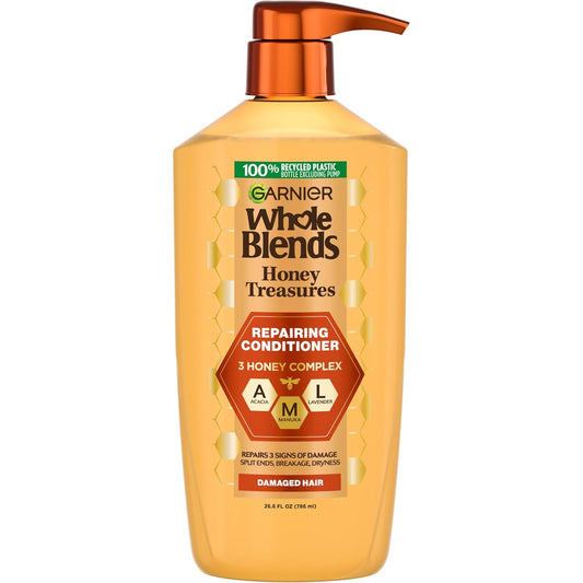 Garnier_Whole_Blends_Honey_Treasures_Repairing_Conditioner,_Hair_Repair_Formula_for_Dry,_Damaged_Hair_with_Acacia,_Manuka,_and_Lavender_Honeys,_26.6_Fl_Oz_(Packaging_May_Vary)