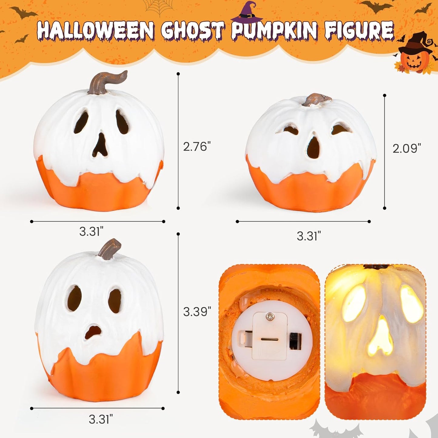 Halloween_Decorations,Light_Up_Ghost_Pumpkin_Decorations_Set_of_3,Cute_Halloween_Decor_Indoor_for_Kitchen_Tabletop_Fireplace_Mantel_Party_Home_Decor