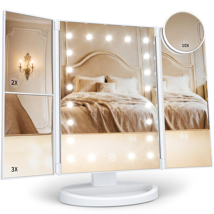HUONUL_Makeup_Mirror,_Vanity_Mirror_with_Lights,_2X/3X/10X_Magnification,_Touch_Control,_Trifold,_Dual_Power_Supply,_Birthday_Gifts_for_Women,_Wife,_Mom,_Girls,Dorm_Room_Essentials