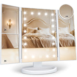 HUONUL Makeup Mirror, Vanity Mirror with Lights, Magnification, Touch Control, Trifold, Dual Power Supply, Birthday Gifts for Women, Wife, Mom, Girls,Dorm Room Essentials