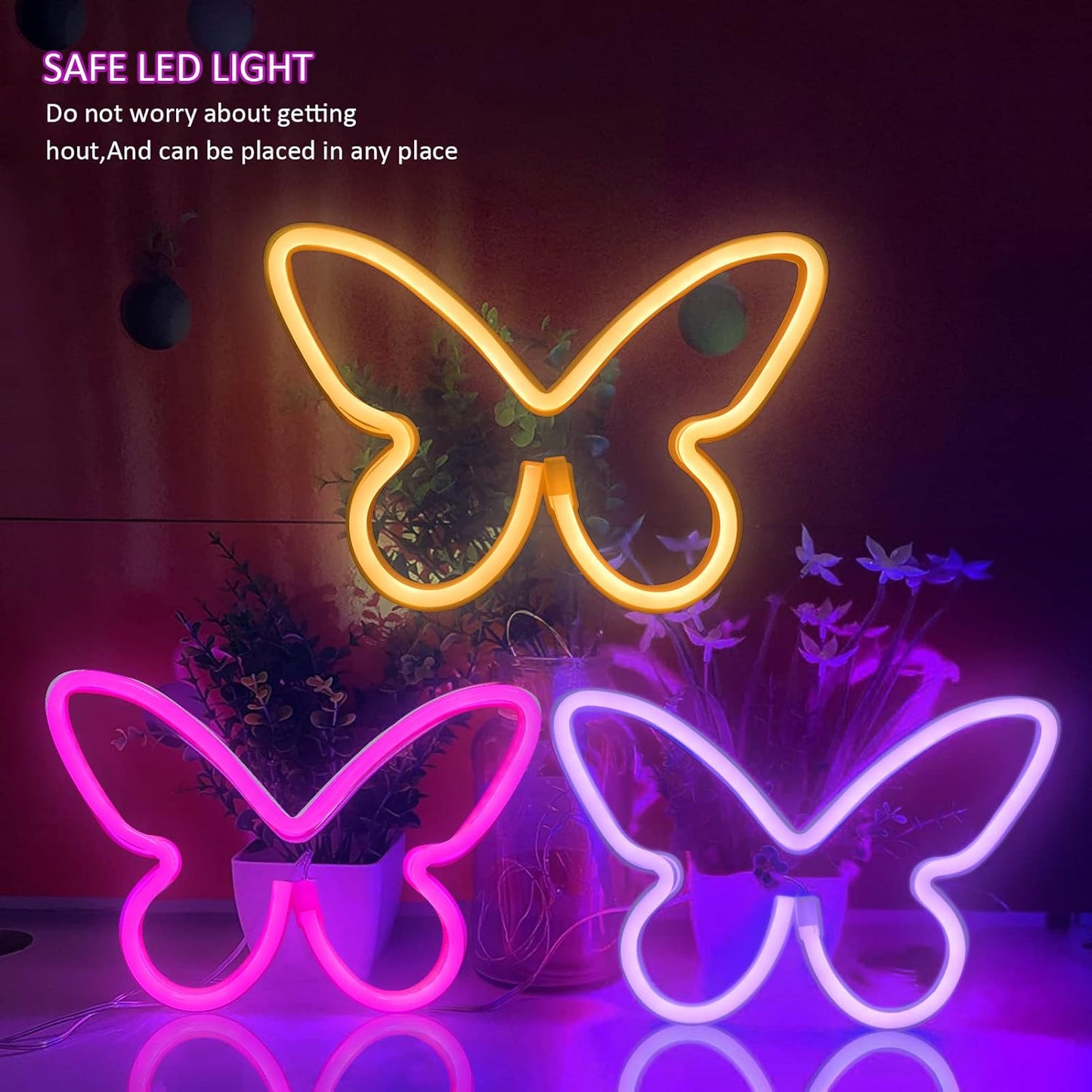 BRIGHTDECK_3_Pcs_Butterfly_Neon_Signs,_Neon_Light_for_Bedroom,_USB_or_3-AA_Battery_Powered_LED_Wall_Decor_for_Valentines_Day_Birthday_Gift,_Wedding,_Party,_Home_Decor_(Pink,_Purple,_Warm_white)