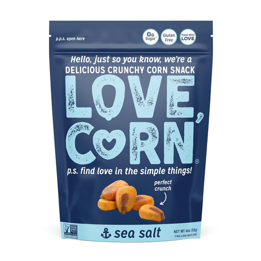 LOVE_CORN_Sea_Salt_|_Delicious_Crunchy_Corn_Natural_Snack_|_4_Ounce_x_1_Bag_|_Non-GMO,_Low-Sugar,_Gluten-Free,_Plant_Based,_Vegan,_Low_Sugar