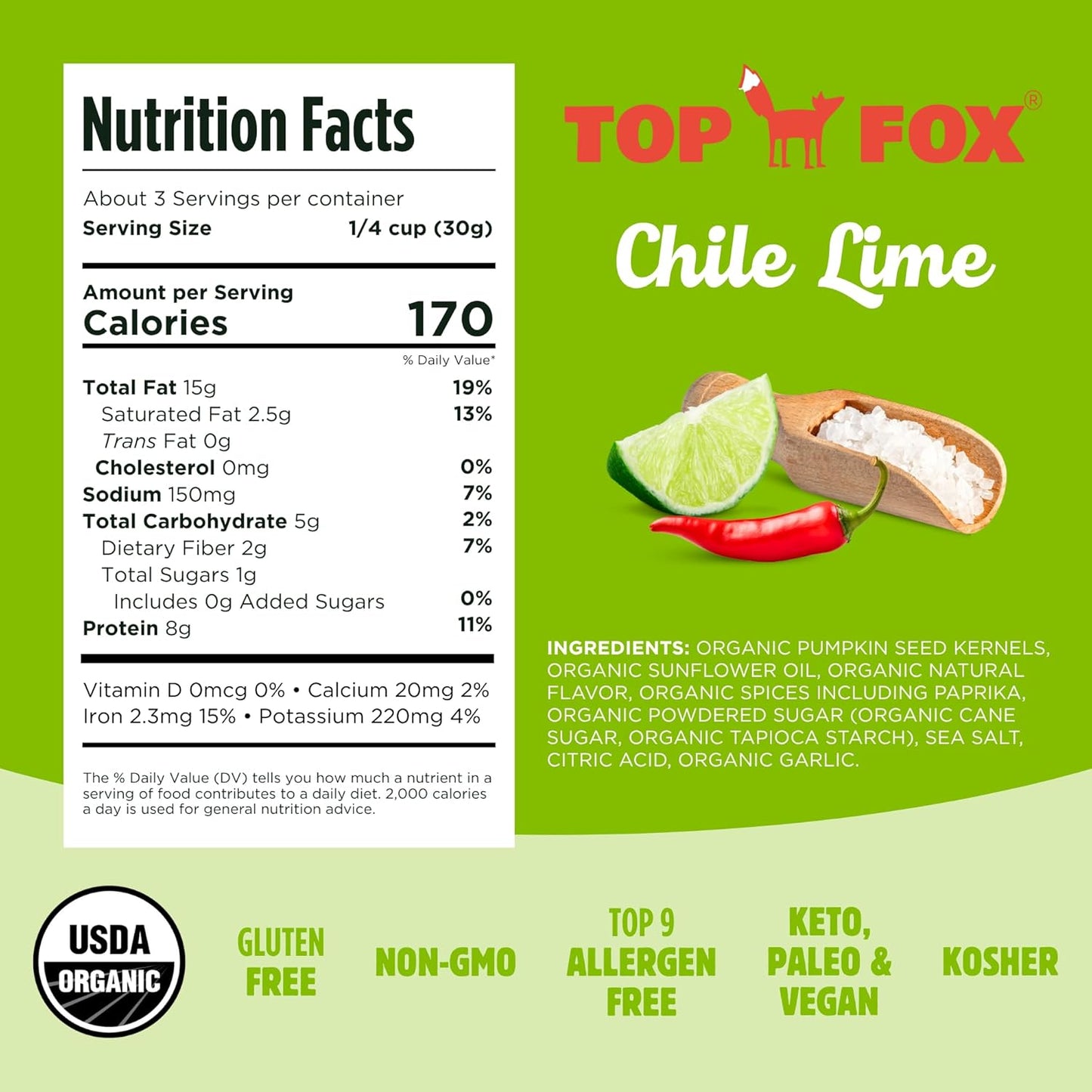 Top_Fox_Snacks_Pumpkin_Seeds_to_Eat_(Chile_Lime,_3.5_oz_–_2_Pack)_-_Gluten_Free_Snacks,_Healthy_Protein_Snacks,_Keto_Friendly_Snacks,_Allergen_Free_Snacks,_Paleo_&_Vegan_-_Organic_Pop-Roasted