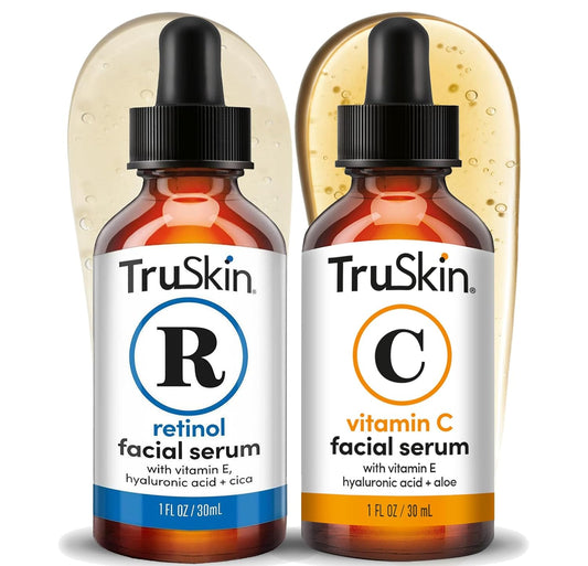 TruSkin_Face_Serum_Duo_-_Vitamin_C_Serum_&_Retinol_Serum_for_Face_-_AM_&_PM_Anti_Aging_Skincare_Routine_-_Brightening_&_Smoothing_Facial_Serums,_1_fl_oz_Each