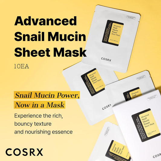 COSRX_Snail_Mucin_Sheet_Mask_10_EA_with_Snail_Mucin_Serum,_Self_Care,_Face_Masks_for_Dry,_Sensitive_Skin,_Not_Tested_on_Animals,_No_Parabens,_No_Sulfates,_Korean_Skin_Care