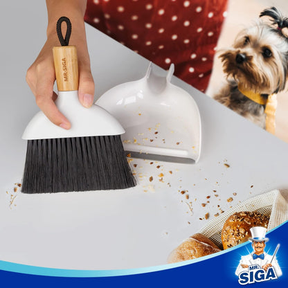 MR.SIGA_Mini_Dustpan_and_Brush_Set,_Portable_Cleaning_Brush_and_Dustpan_Combo_with_Bamboo_Handle,_1_Set