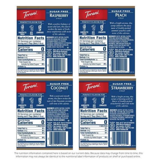 Torani_Sugar_Free_Flavored_Drink_Syrup_Soda_Flavors_Variety_Pack,_Raspberry,_Coconut,_Strawberry_&_Peach,_25.4_fl_oz,_(Set_of_4)