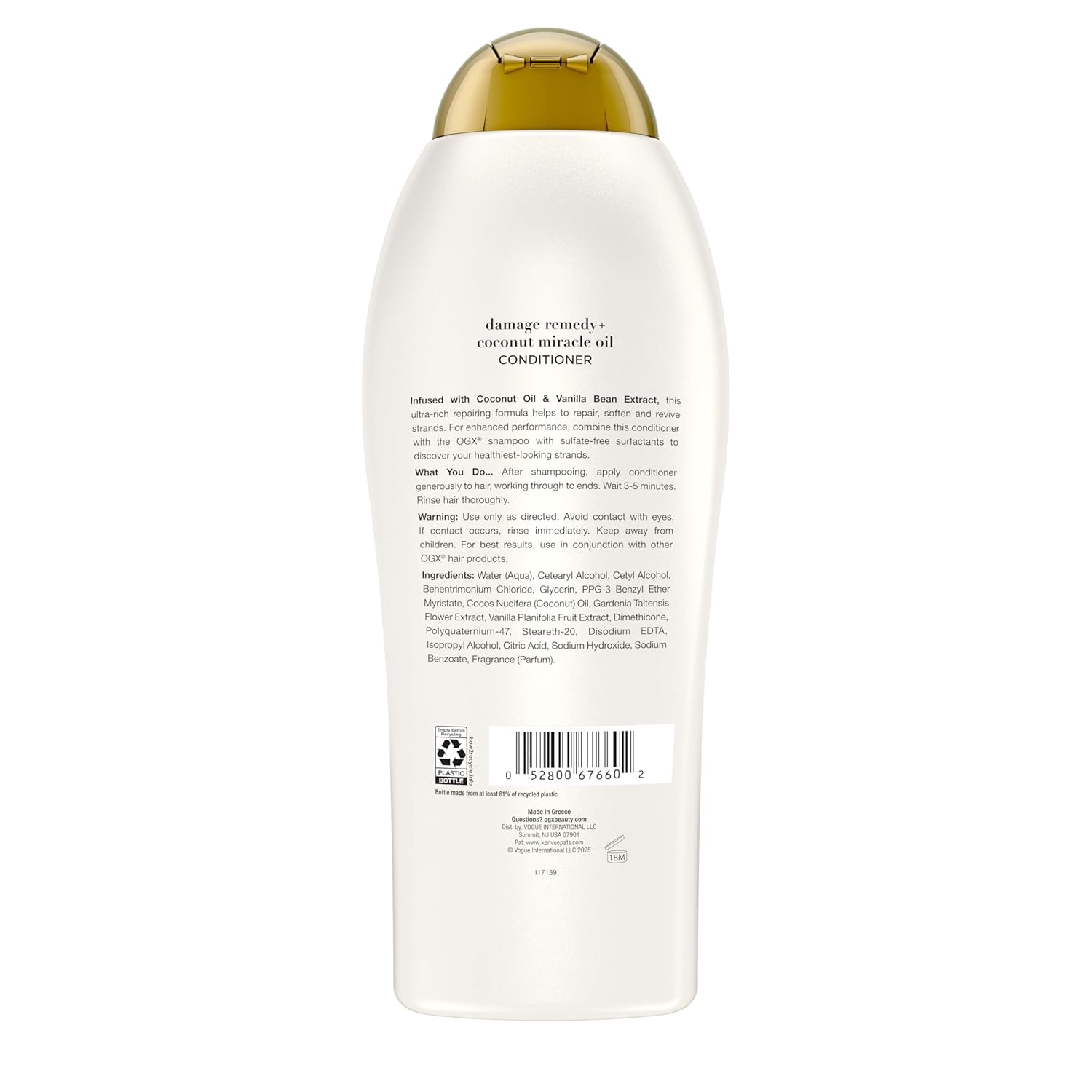 OGX_Extra_Strength_Damage_Remedy_+_Coconut_Miracle_Oil_Conditioner_for_Dry,_Frizzy_or_Coarse_Hair,_Hydrating_&_Flyaway_Taming_Conditioner,_Paraben-Free,_Sulfate-Free_Surfactants,_25.4_Fl_Oz