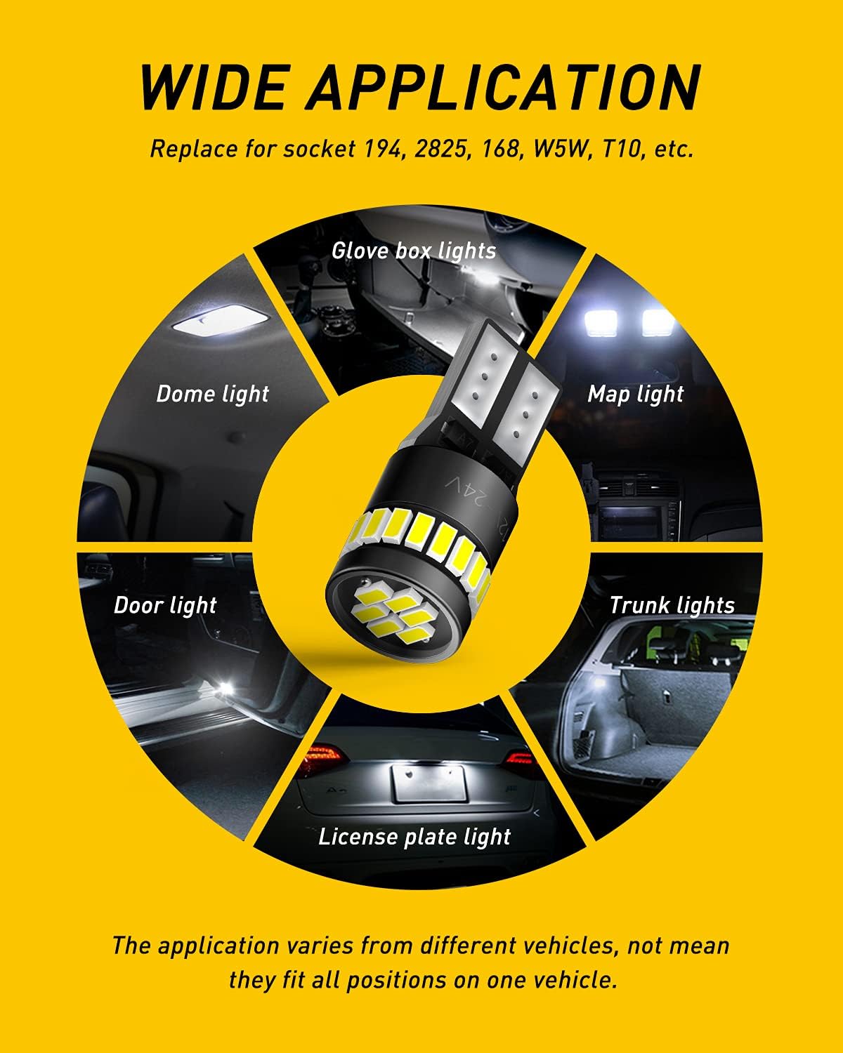 AUXITO_194_LED_Bulbs_for_License_Plate_Light_168_175_2825_W5W_T10_24-SMD_3014_Chipsets_6000K_White_for_Car_Dome_Door_Map_Dash_Courtesy_Cargo_License_Plate_Lights,_Pack_of_2