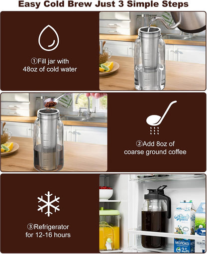 64_oz_Cold_Brew_Coffee_Maker,_Mason_Jar_Pitcher_with_304_SS_Filter_|_100μm_Fine_Mesh,_Stainless_Steel_Filter,_Airtight,_Leakproof,_Pour_Flip_Spout,_Ergonomic_Handle,_Wide_Mouth,_Heavy-Duty_Glass