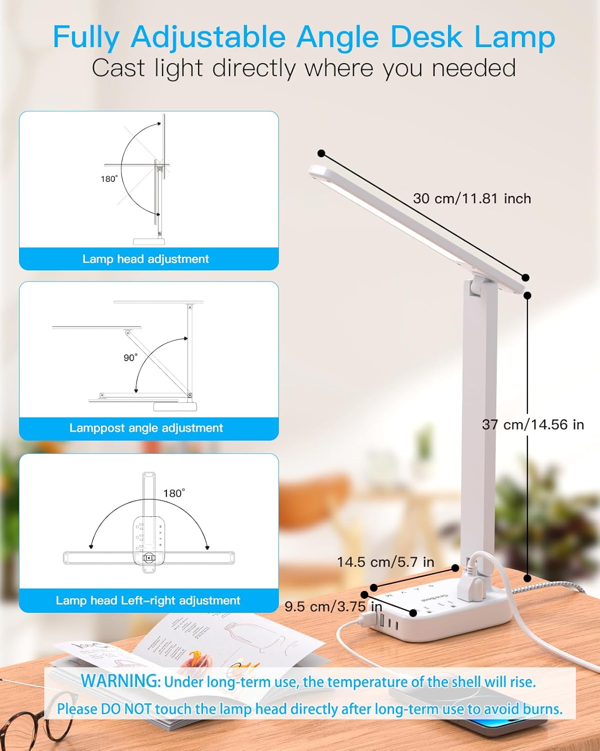One_Beat_LED_Small_Desk_Lamp_Power_Strip_5ft_Extension_Cord,_3_Outlets,_4_USB_Ports(2_USB_C),_4_Modes,_5_Level_Touch-_Home,_Office,_Bedroom,_Bedside,_Study_Reading_Light,_Dorm_Room_Essentials,_White