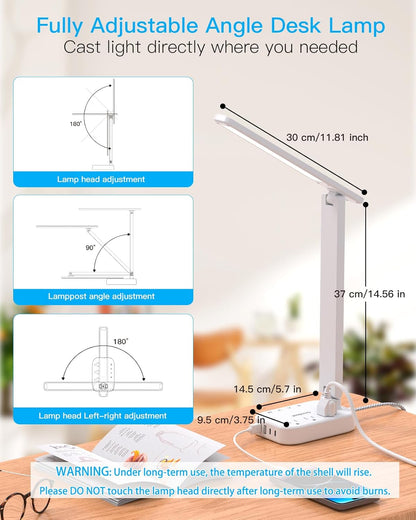 One_Beat_LED_Small_Desk_Lamp_Power_Strip_5ft_Extension_Cord,_3_Outlets,_4_USB_Ports(2_USB_C),_4_Modes,_5_Level_Touch-_Home,_Office,_Bedroom,_Bedside,_Study_Reading_Light,_Dorm_Room_Essentials,_White