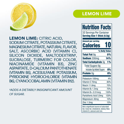 DripDrop_Sugar_Free_Hydration_Packets_-_Zero_Lemon_Lime_-_Single_Serve_Electrolytes_Powder_Drink_Mix_-_Non-GMO,_Gluten_Free,_Vegan_-_32_Sticks