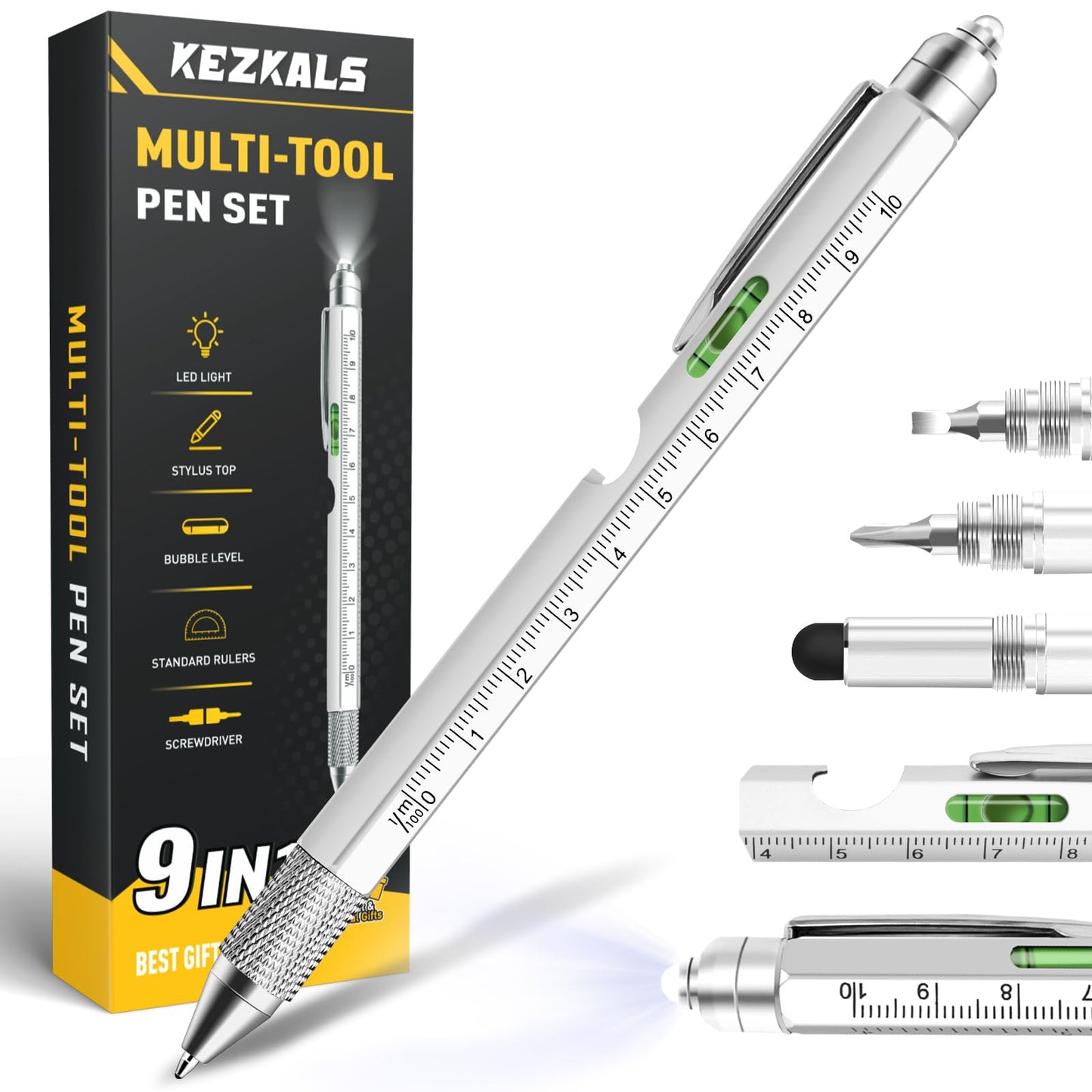 KEZKALS Easter Basket Stuffers, 9 in 1 Multitool Pen, Gifts for Men, Birthday Gifts for Men, Mens Gifts for Dad Boyfriend, Anniversary Graduation Gifts for Mens Who Have Everything, Father&amp;#39;s Day Gifts