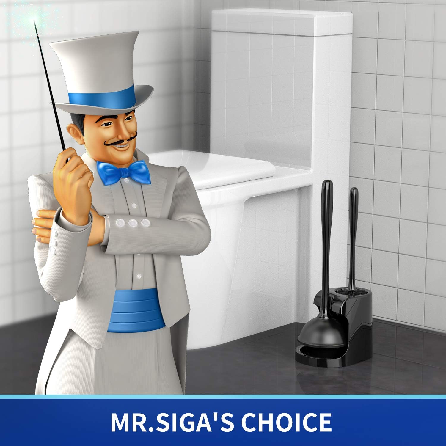MR.SIGA_Toilet_Plunger_and_Bowl_Brush_Combo_for_Bathroom_Cleaning,_Black,_2_Sets