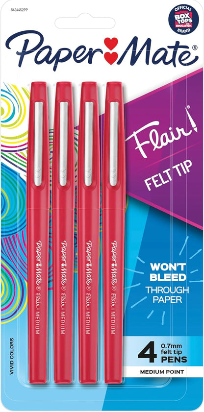 Paper_Mate_Flair_Felt_Tip_Pens_Medium_Point_(0.7mm)_Red_4_count