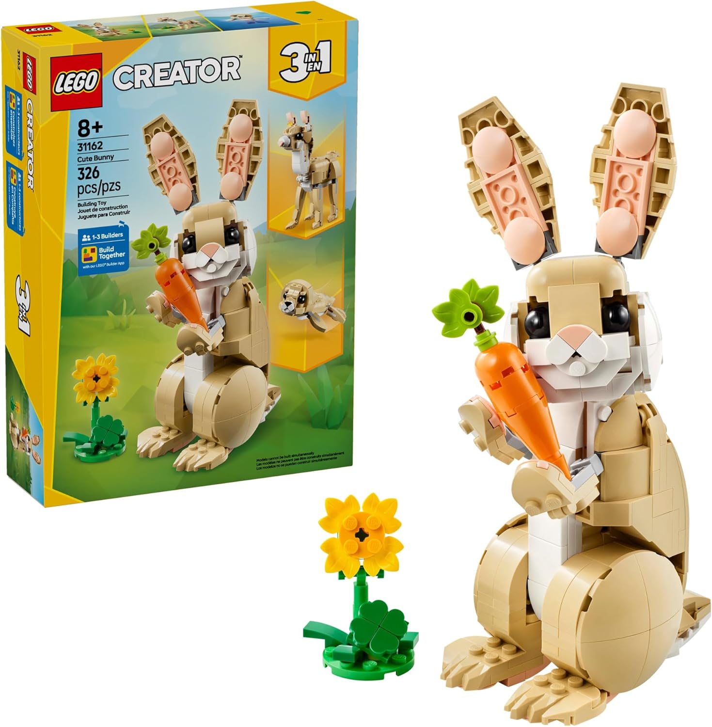 LEGO_Creator_3_in_1_Cute_Bunny_Toy_-_Building_Toy_for_Girls_and_Boys,_Ages_8+_-_Gift_for_Easter_Basket_-_W/_3_Build_Options,_Bunny,_Seal,_or_Llama_-_31162