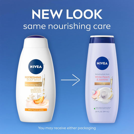 NIVEA_Refreshing_White_Peach_and_Jasmine_Body_Wash_with_Nourishing_Serum,_Scented_Body_Wash_for_Women,_Enriched_with_Provitamin_B5_and_Vitamin_E,_20_Fl_Oz_Bottle