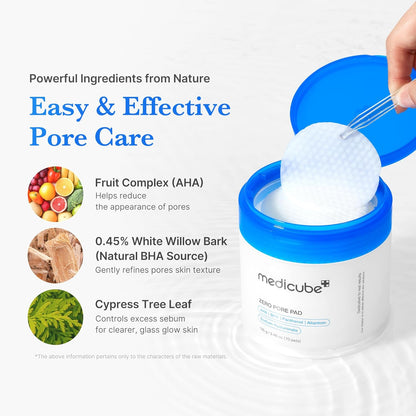 medicube_Toner_Pads_Zero_Pore_Pad_2.0_|_Dual-Textured_Facial_Pad_for_Exfoliation_and_Pore_Care_with_4.5%_AHA_Lactic_Acid,_0.45%_BHA_Salicylic_Acid_|_Ideal_for_All,_Korean_Skin_Care,_70_Pads_(1_Pack)