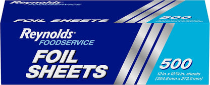 Reynolds_Foodservice_Pre-Cut_Aluminum_Foil_Sheets,_Great_for_Concessions,_Catering,_Cafeterias,_and_Restaurants,_Easily_Moldable_Around_Food,_12_x_10.75_Inches,_500_Ct.