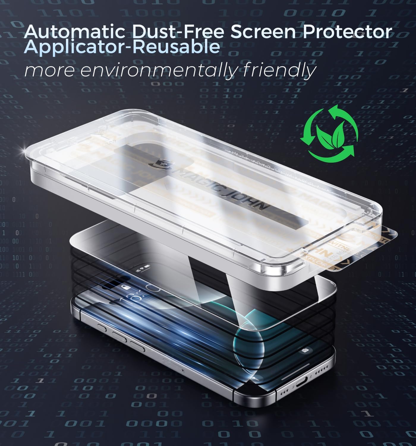 MAGIC_JOHN_3rd_Gen_Upgraded_for_iPhone_16ProMax_Privacy_Screen_Protector_6.9_Inch,25°Anti-Spy_Screen,Shockproof_Tempered_Glass,Auto_Dust-Removal,Bubble_Free,Easy_Installation,2_Pack
