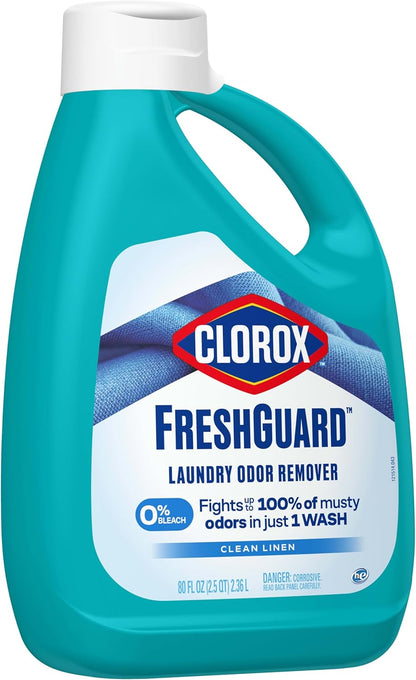 Clorox_FreshGuard_Laundry_Odor_Remover,_0%_Bleach,_Clean_Linen,_80_Fl_Oz.,_Pack_of_2_(Pack_May_Vary)