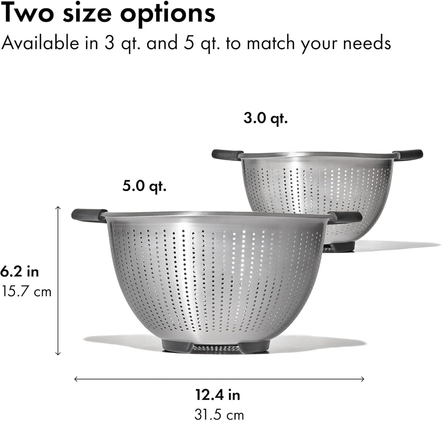 OXO_Good_Grips_Stainless_Steel_Colander,_5_qt._Capacity,_Strainer_with_Non-Slip_Handles,_Kitchen_Colander_for_Pasta_and_Vegetables,_Nesting_Stainless_Steel_Strainer_and_Sieve