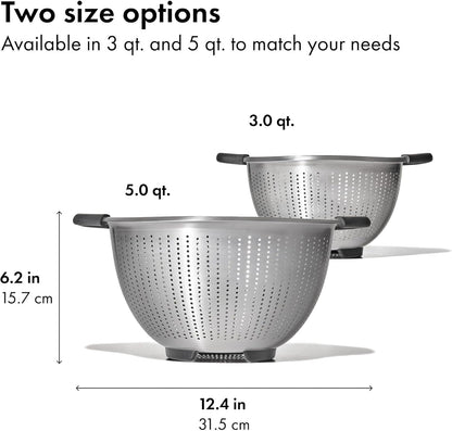 OXO_Good_Grips_Stainless_Steel_Colander,_5_qt._Capacity,_Strainer_with_Non-Slip_Handles,_Kitchen_Colander_for_Pasta_and_Vegetables,_Nesting_Stainless_Steel_Strainer_and_Sieve