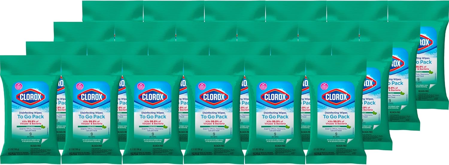 Clorox_Disinfecting_Wipes_To_Go_Pack,_Bleach_Free,_Fresh_Scent,_9_Count,_Pack_of_24_(Pack_May_Vary)
