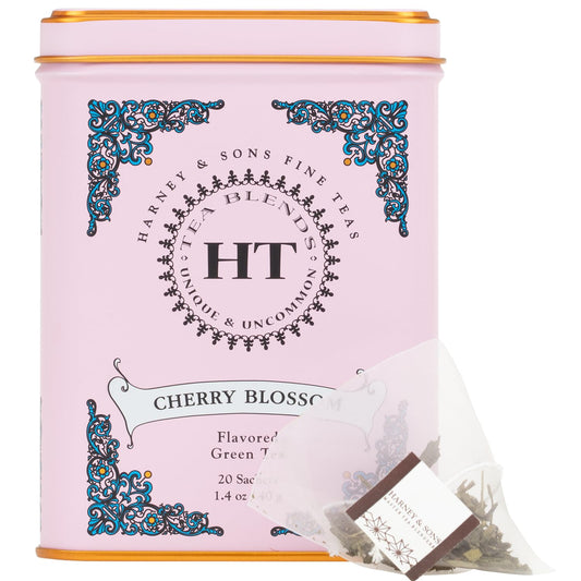 Harney_&_Sons_Caffeinated_Blossom_Green_Tea_Tin_Sachets_Pink_31629,_Cherry,_20_Count_(Pack_of_1)