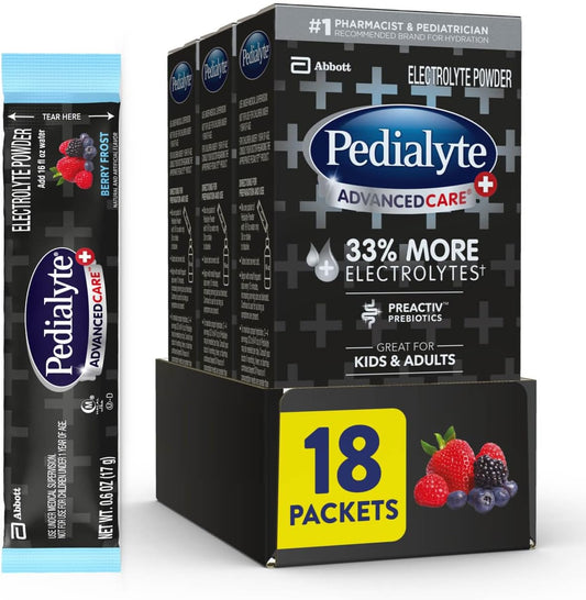 Pedialyte_AdvancedCare_Plus_Electrolyte_Powder,_Has_33%_More_Electrolytes_and_PreActiv_Prebiotics,_Berry_Frost,_18_Powder_Packets