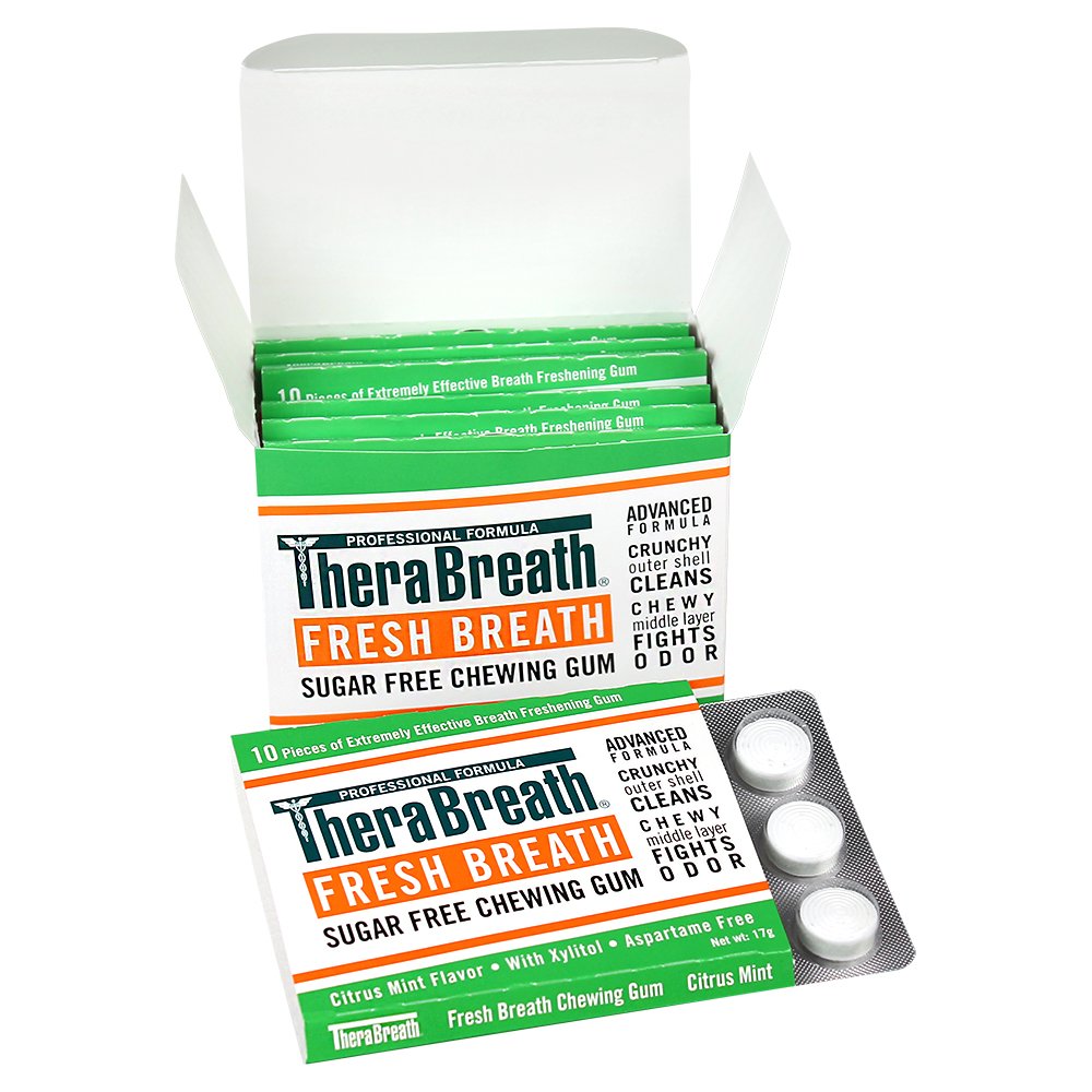 TheraBreath_Fresh_Breath_Chewing_Gum_with_ZINC,_Citrus_Mint_Flavor,_10_Count_(Pack_of_6)