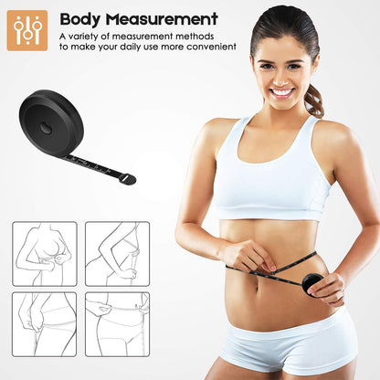 iBayam_2_Pack_Tape_Measure_Measuring_Tape_for_Body_Fabric_Sewing_Tailor_Cloth_Knitting_Vinyl_Home_Craft_Measurements,_60-Inch_Soft_Fashion_Pink_&_Retractable_Black_Double_Scales_Rulers_for_Body_Weight