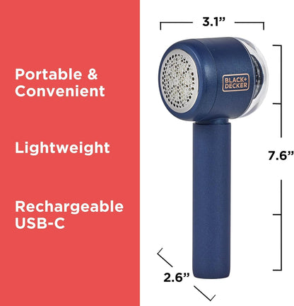 BLACK+DECKER_Rechargeable_USB-C_Fabric_&_Garment_Shaver_–_Large_Capacity_Lint_Remover_for_Clothing_and_Upholstery,_6_Stainless_Steel_Blades