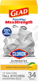 Glad ForceFlex MaxStrength Kitchen Trash Bags, 13 Gal