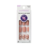 KISS imPRESS No Glue Mani Press On Nails, Design, 'My Worth', White, Squoval Shape, Includes 30 Nails, Prep Pad, Instructions Sheet, 1 Manicure Stick, 1 Mini File