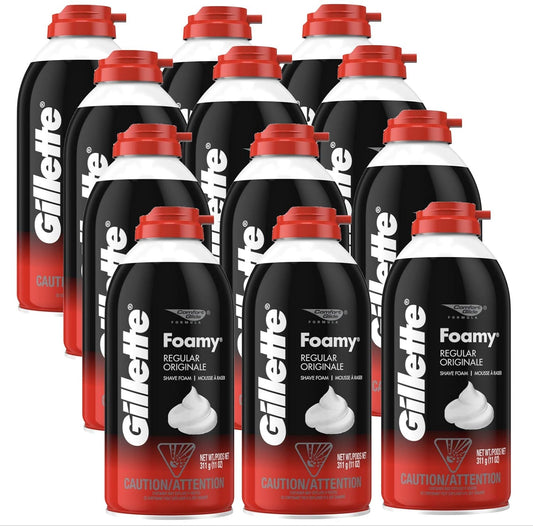Gillette_Foamy_Regular_Shaving_Cream,_Pack_of_12,_11_oz_each