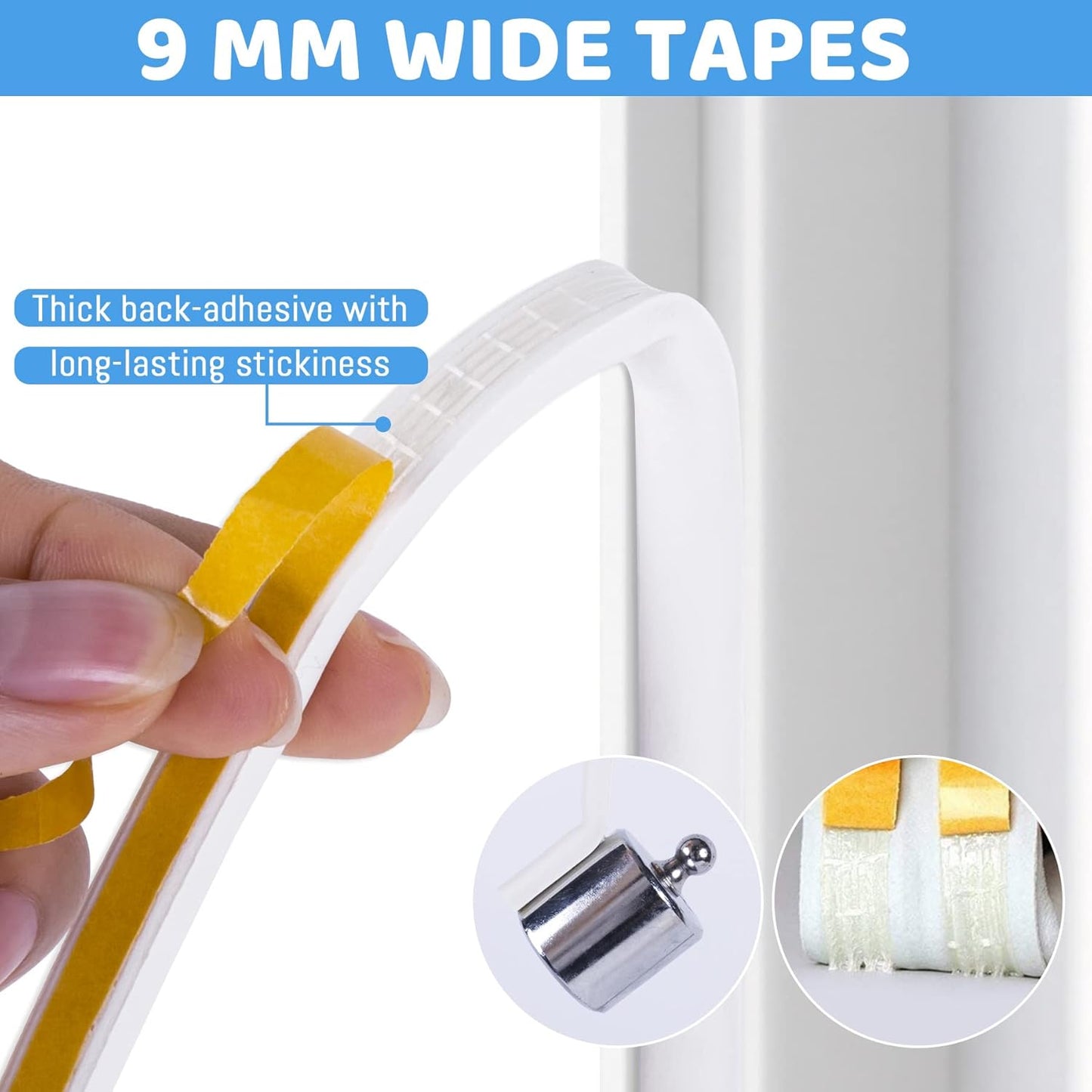 CloudBuyer_Door_&_Window_Weather_Stripping,_Soundproof_Insulation_Seal_Strip_with_Self-Adhesive_Rubber_Collision_Protection,_16.5_Ft_(White)