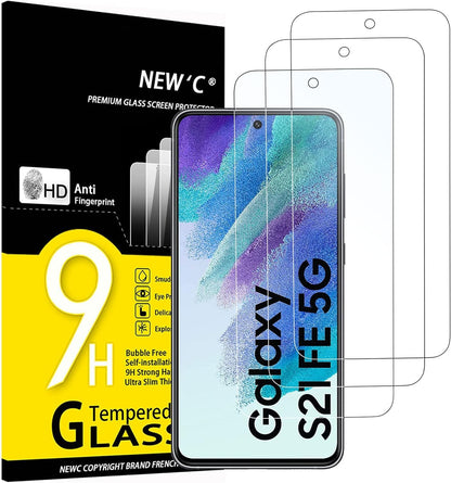 NEW&amp;#39;C 3 Pack Designed for Samsung Galaxy S21 FE 5G Screen Protector Tempered Glass, Case Friendly Anti Scratch Bubble Free Ultra Resistant
