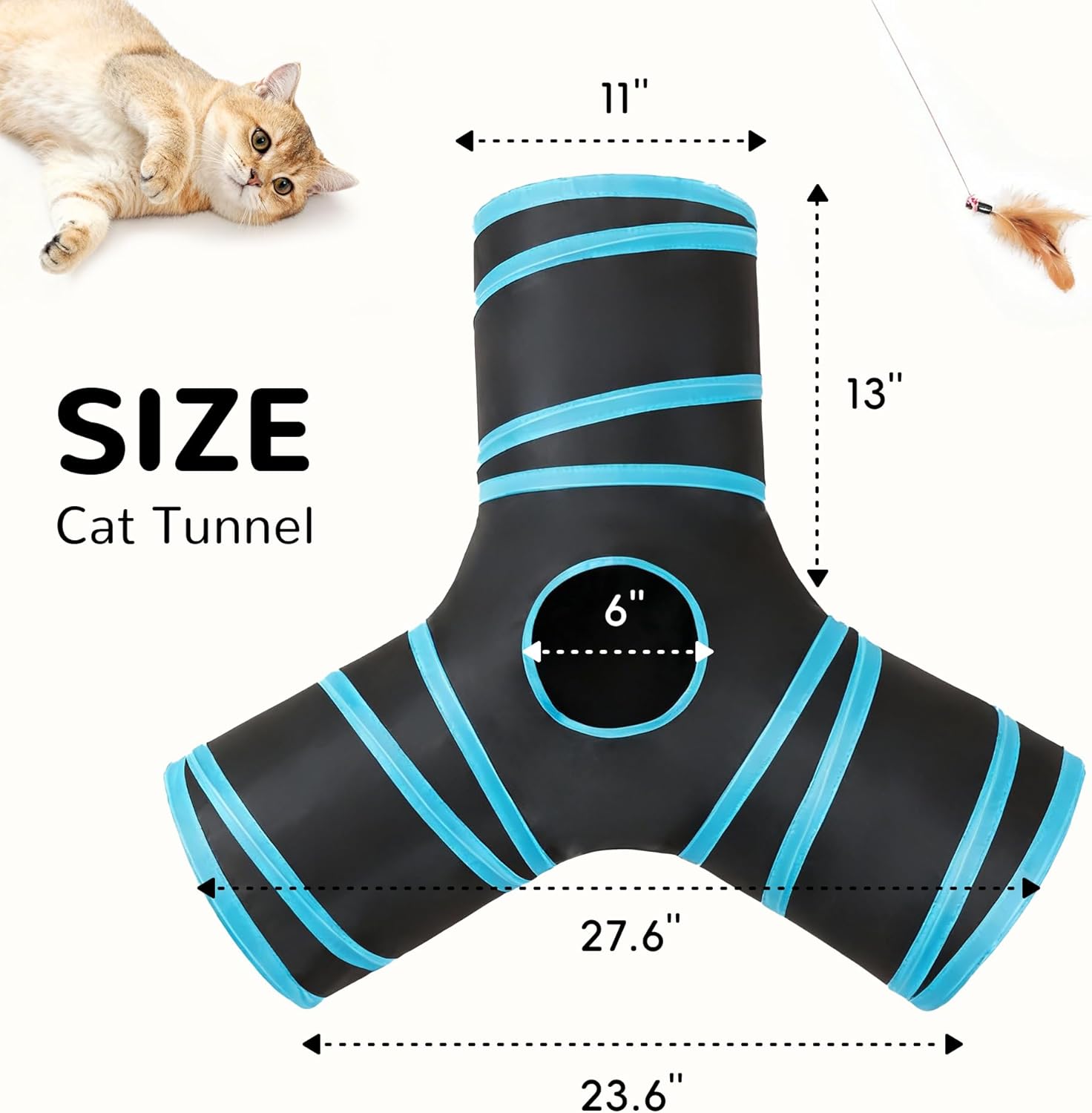 Tempcore_Pet_Cat_Tunnel_Tube_Toys_3_Way_Collapsible,_Tunnels_for_Indoor_Cats,_Interactive_Tube_with_Teaser_Wand,_Peek_Holes_&_Hanging_Ball,_Black_&_Blue