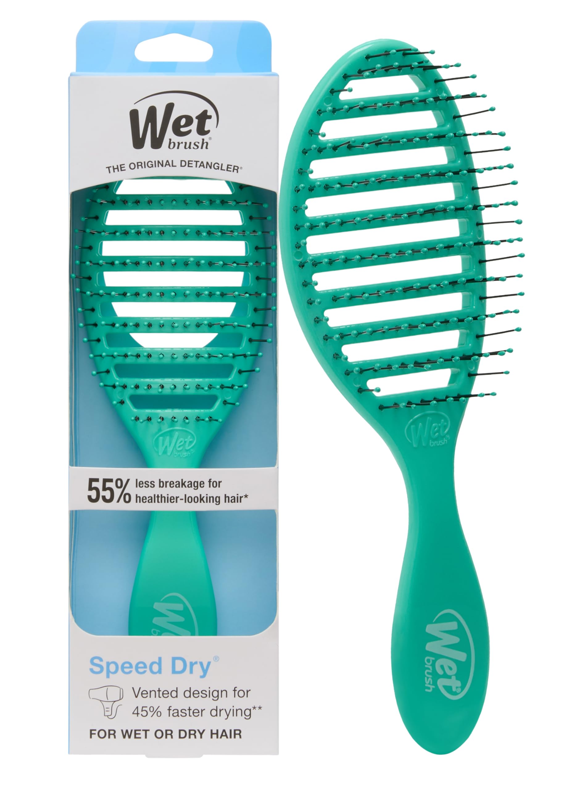 Wet Brush Speed Dry Hair Brush, Amazon Exclusive Aqua, Vented Design &amp;amp; Soft HeatFlex Bristles, Blow Dry Safe, Ergonomic Handle Manages Tangles &amp;amp; Uncontrollable Strands, Pain-Free Hair Accessories