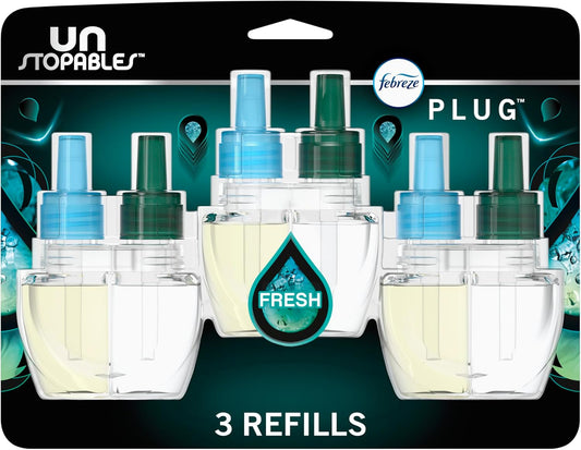 Febreze_Plug-in_Air_Freshener,_Odor-Fighting_Scented_Oil_Refill,_Air_Fresheners_for_Home,_Bathroom_and_Kitchen,_Long_Lasting,_Unstopables_Fresh_Scent,_0.87oz_Refills,_Multi_Color,_3_Count